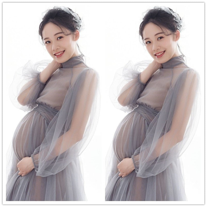 Tulle Maxi Maternity Gown For Photoshoot