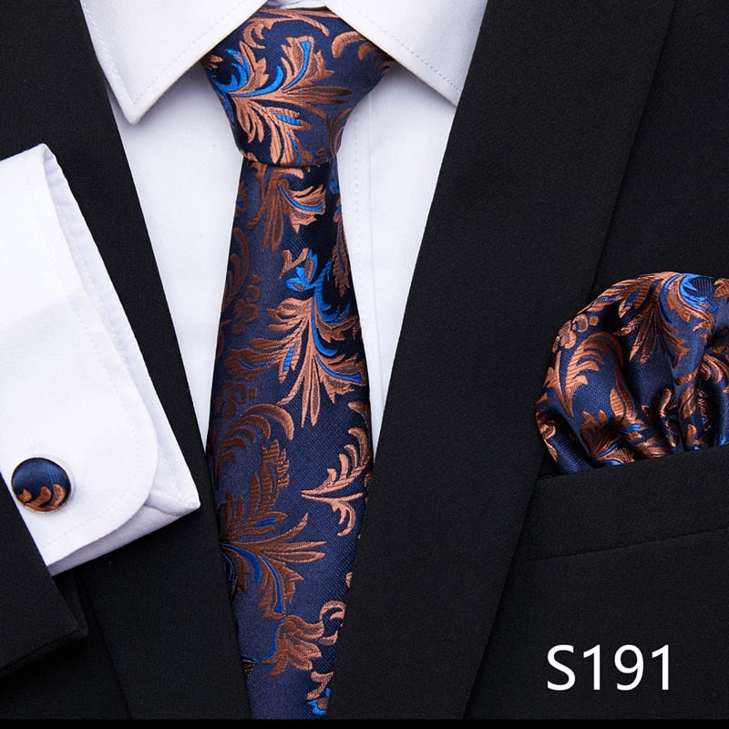 Silk Neck Tie Handkerchief & Cuff Link Set