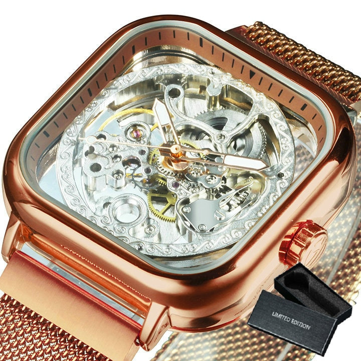 Men's Transparent Face Automatic Mechanical Wristwatch