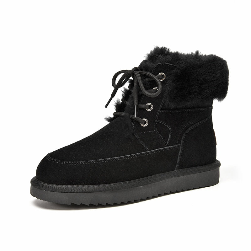 Women's Lace up Fur Trim Ankle Boots