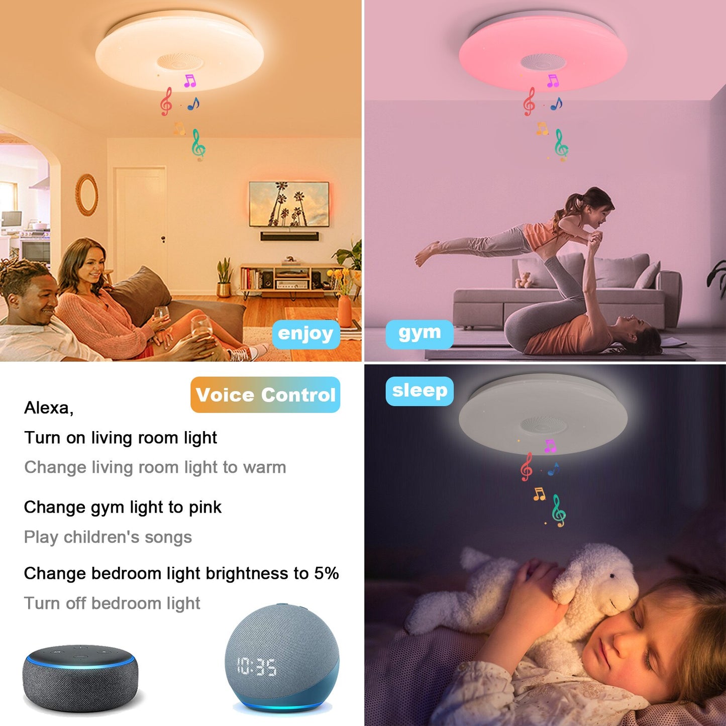 Color Changing Adjustable Voice Control Wifi Ceiling Lamp