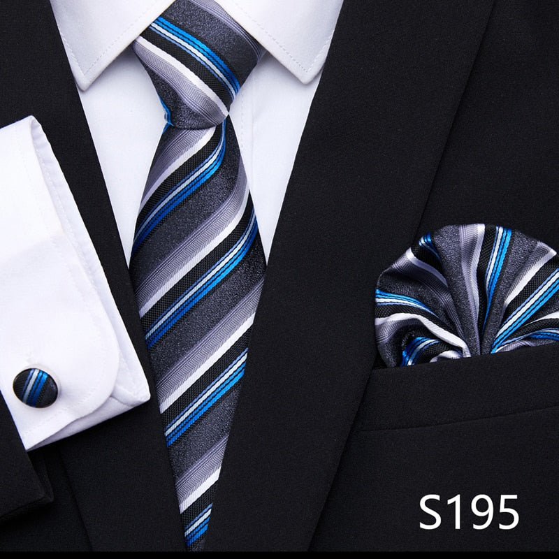 Silk Neck Tie Handkerchief & Cuff Link Set