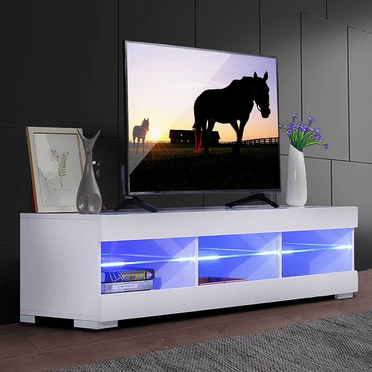 Modern Home 57 Inch LED Lights 6 Drawer TV Stand