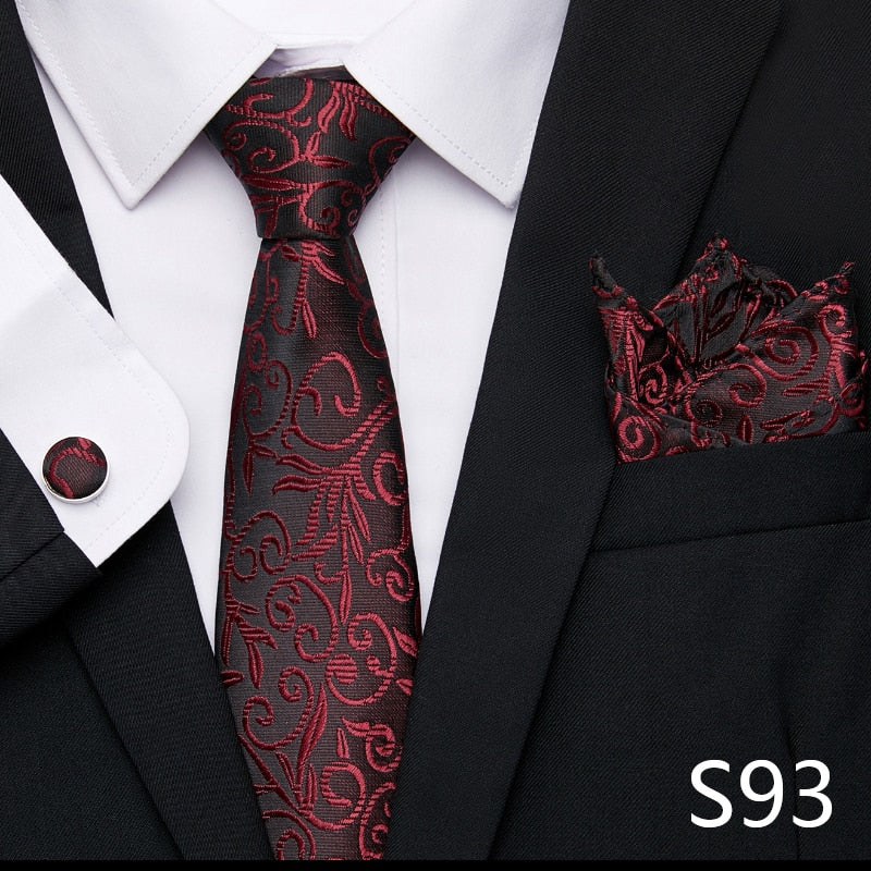 Silk Neck Tie Handkerchief & Cuff Link Set