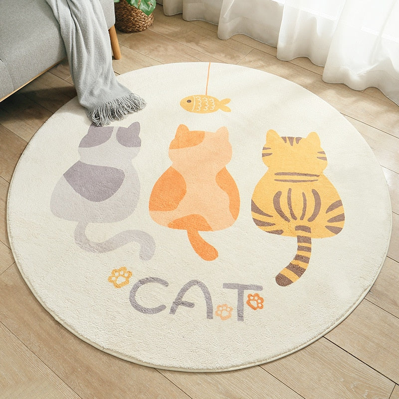 Kids Decor Round Cashmere Non Slip Rugs