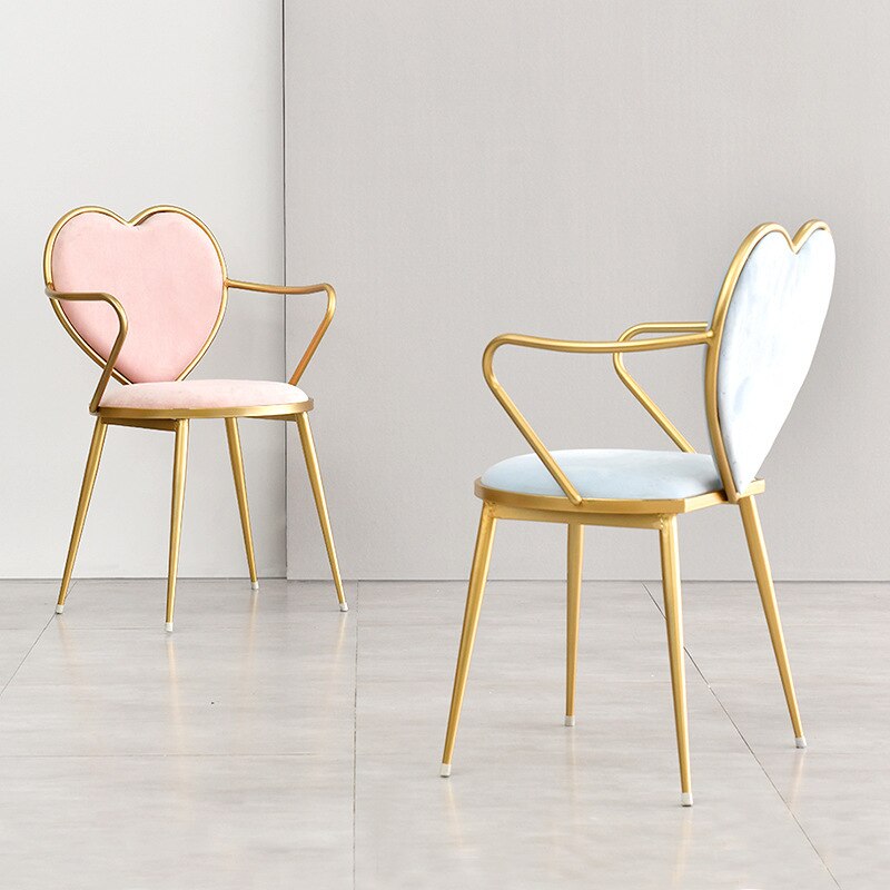 Velvet Heart-Shaped Metal Chair