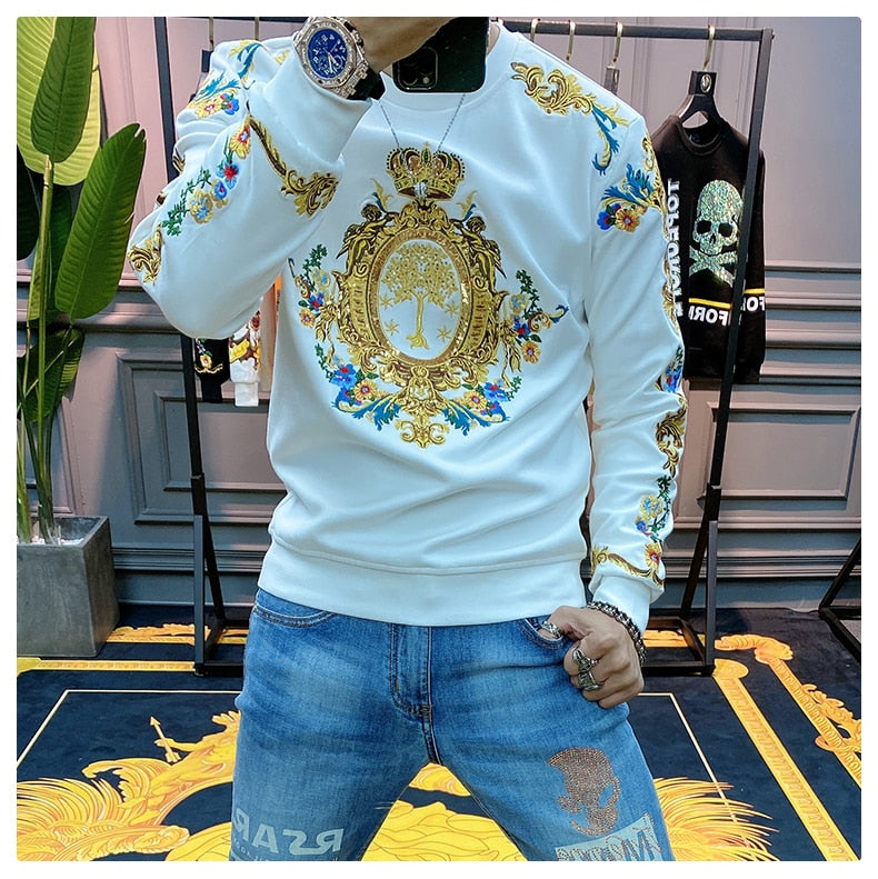 Men's Vintage Print Dress Sweatshirt