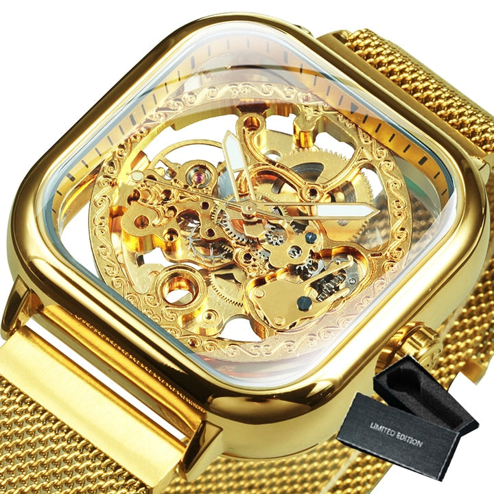 Men's Transparent Face Automatic Mechanical Wristwatch