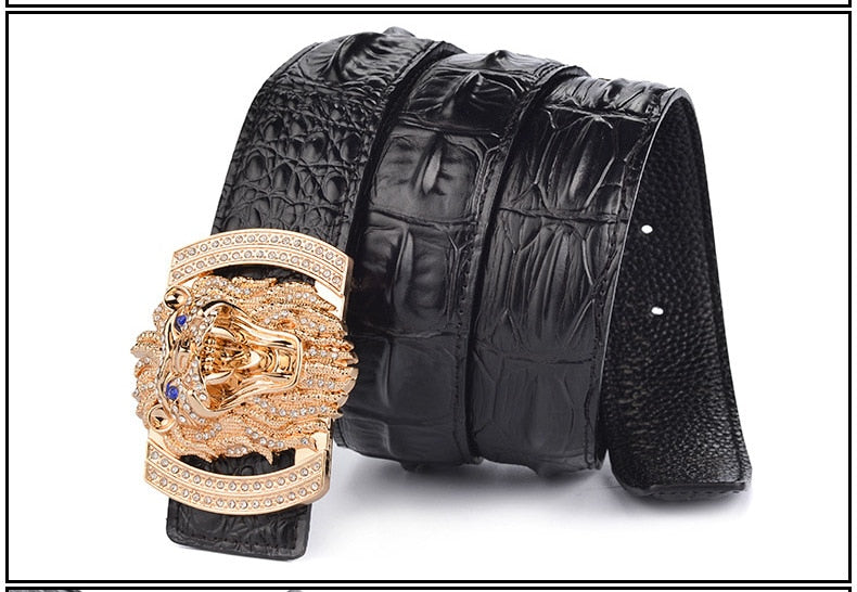 Bejeweled Animal Leather Belt For Men