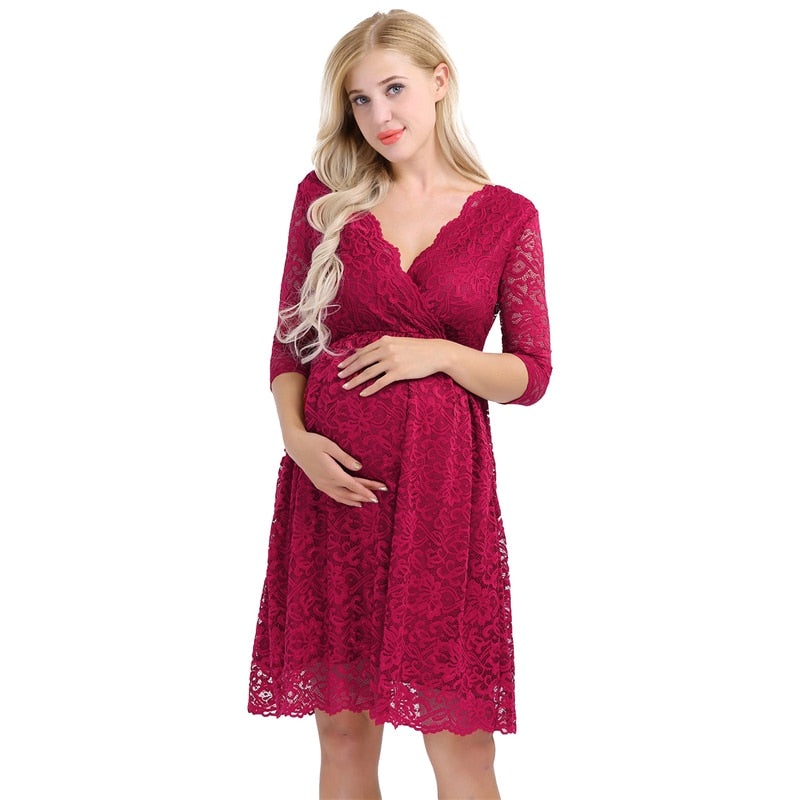 Floral Lace Formal Maternity Dress