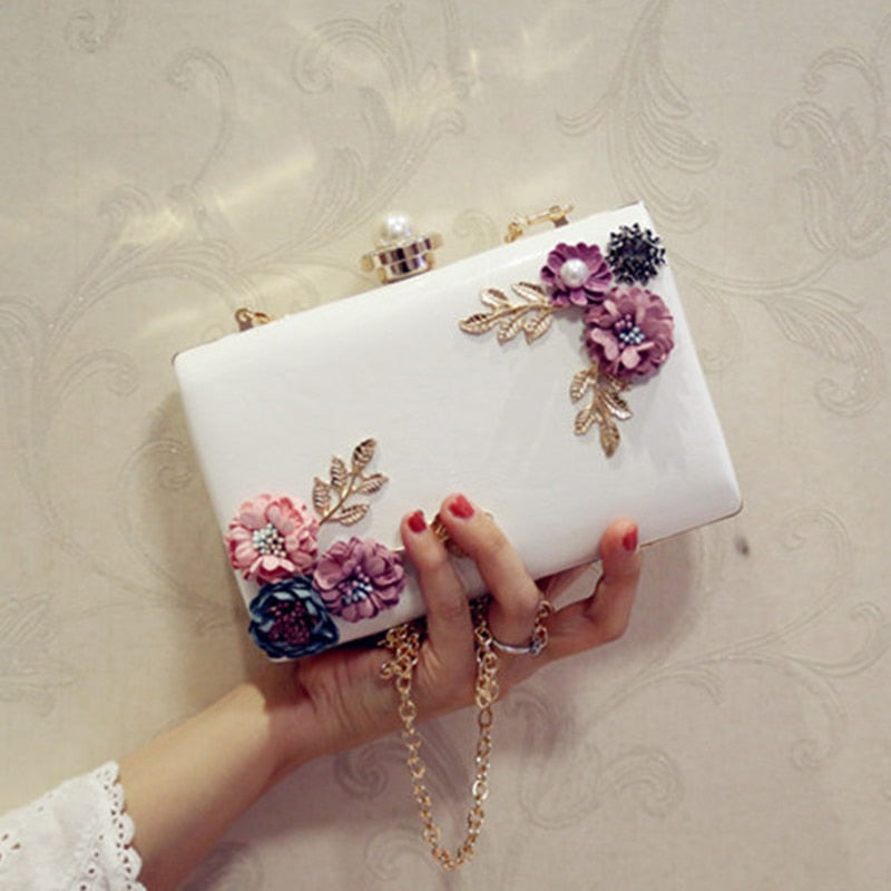 Flower Design Evening Clutch Purse