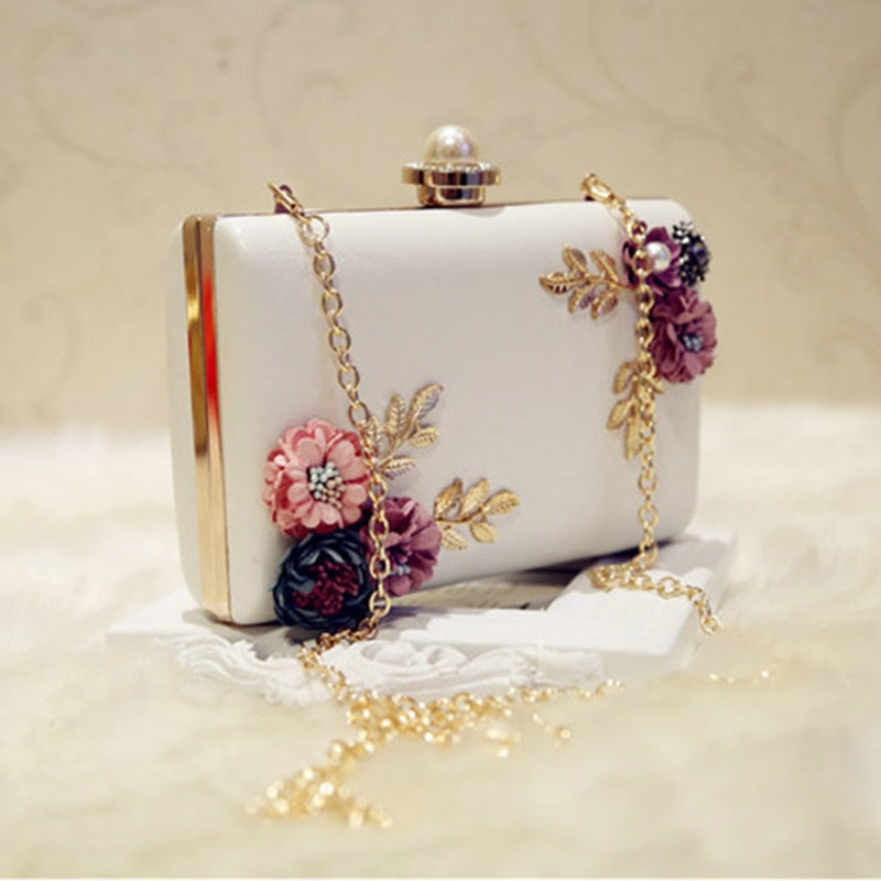 Flower Design Evening Clutch Purse