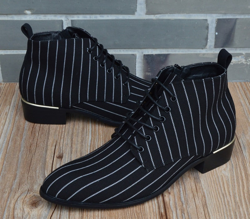 Men's Striped Dress Ankle Shoes