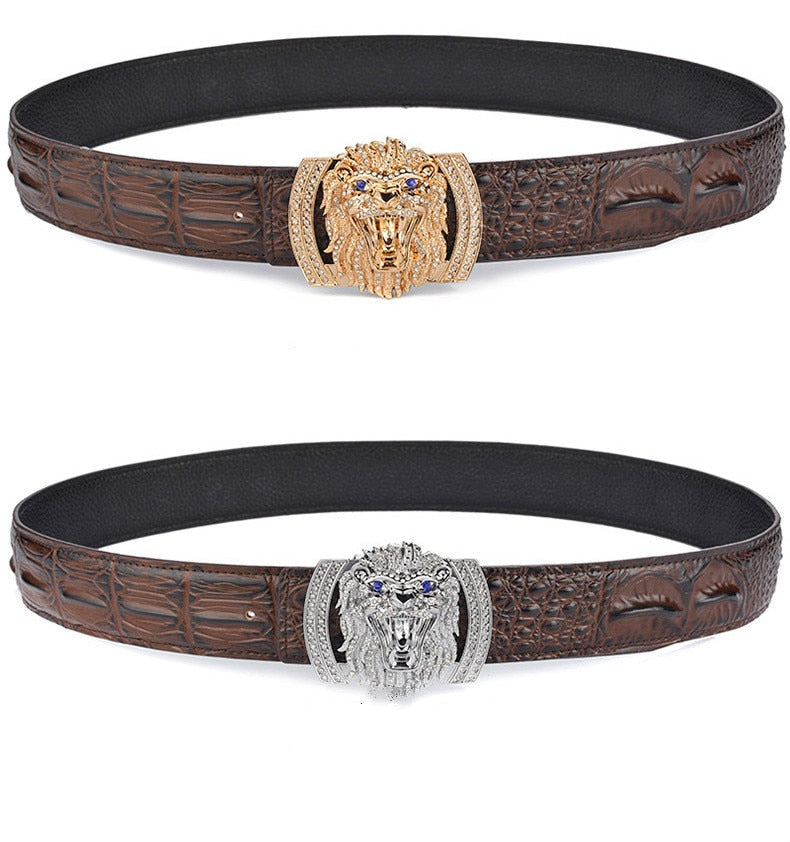 Bejeweled Animal Leather Belt For Men