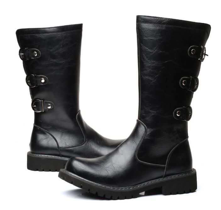 Men's Leather Motorcycle Casual Wear Dress Boots