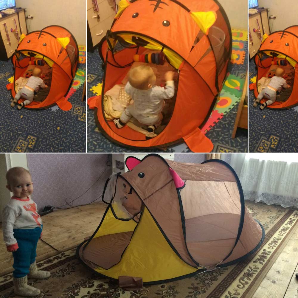 Cute Playtime Tiger Indoor Pop Up Toy Tent For Kids