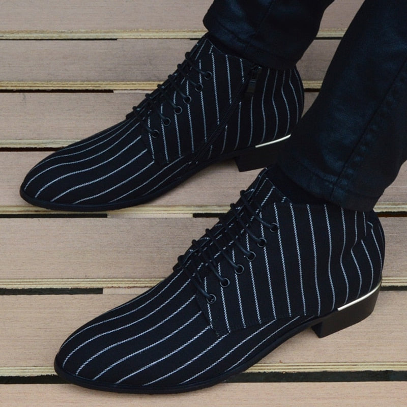 Men's Striped Dress Ankle Shoes