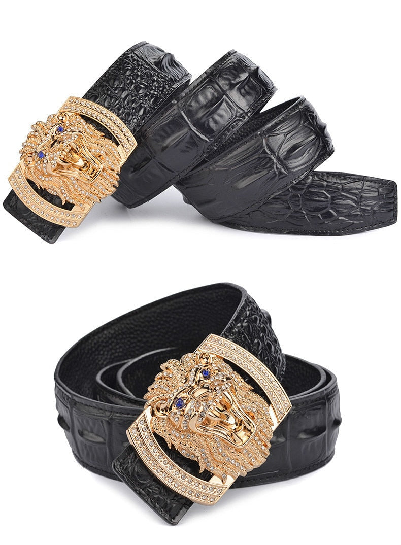 Bejeweled Animal Leather Belt For Men