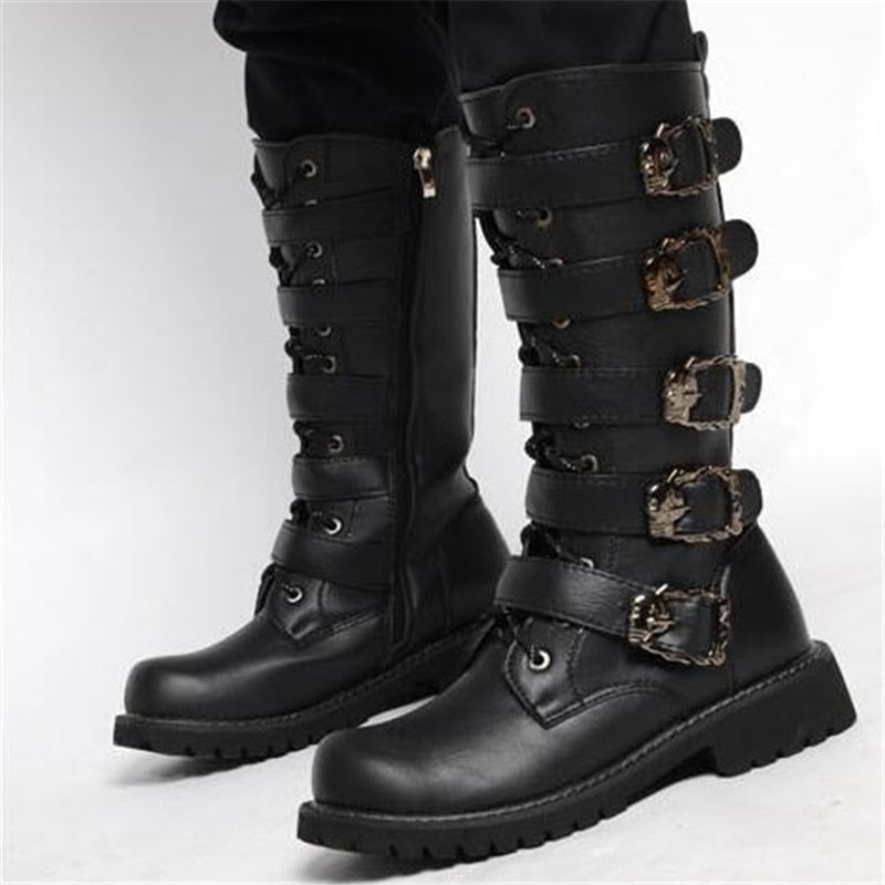 Men's Leather Motorcycle Casual Wear Dress Boots