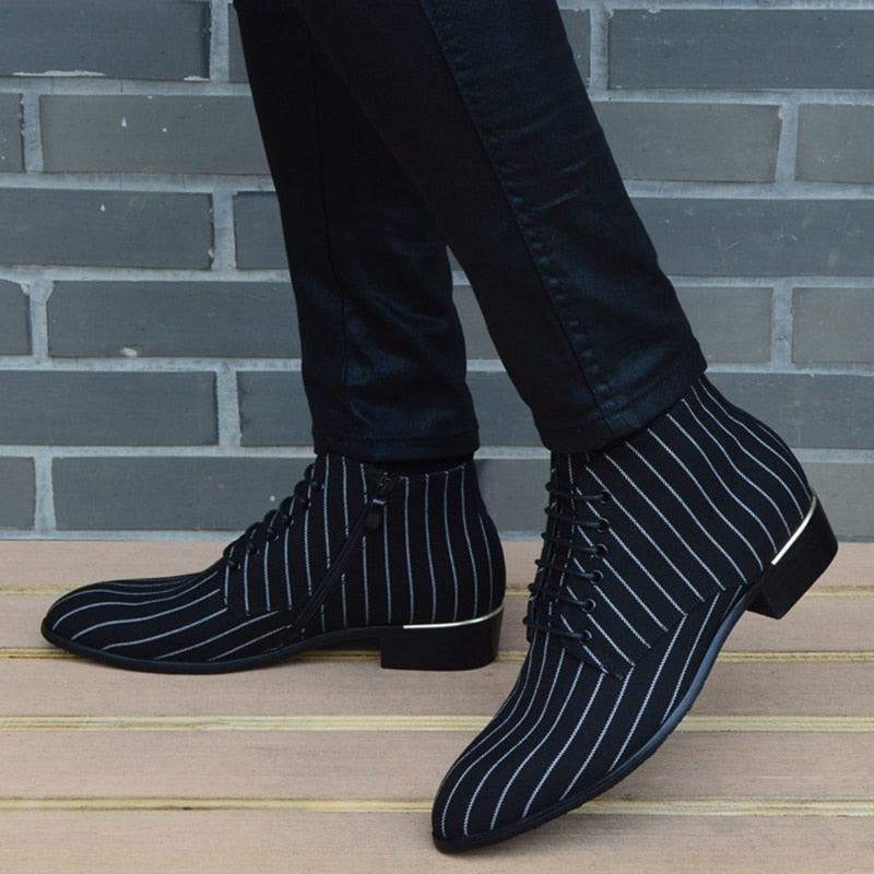 Men's Striped Dress Ankle Shoes