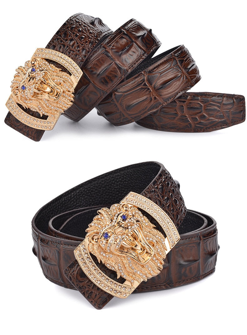 Bejeweled Animal Leather Belt For Men