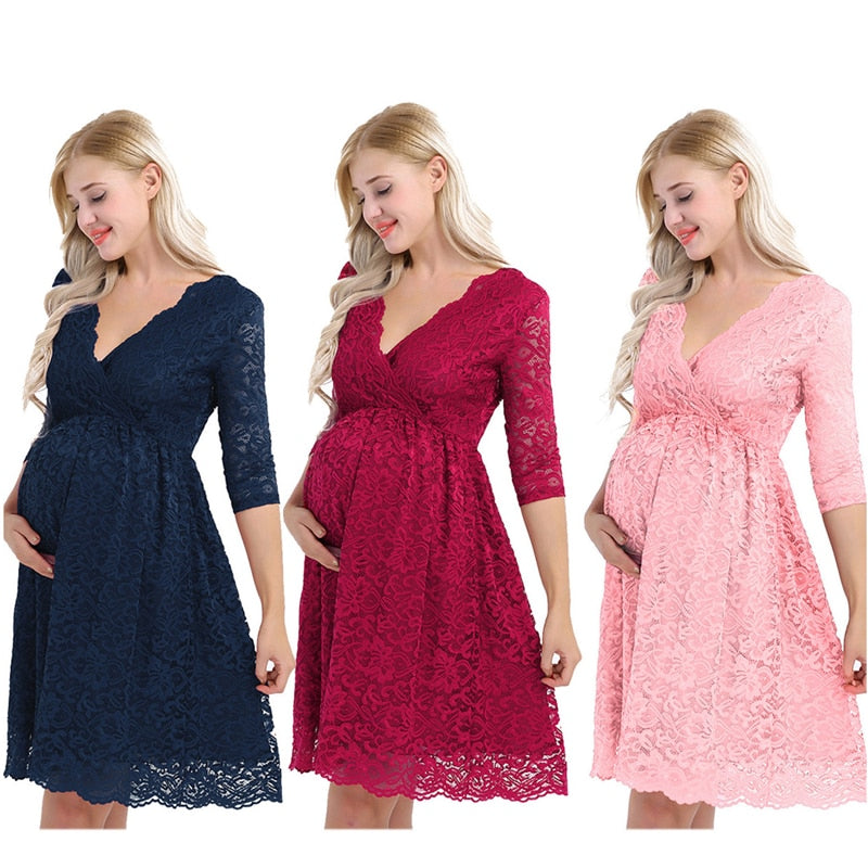 Floral Lace Formal Maternity Dress