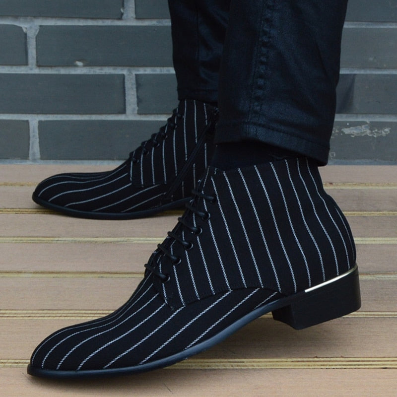 Men's Striped Dress Ankle Shoes