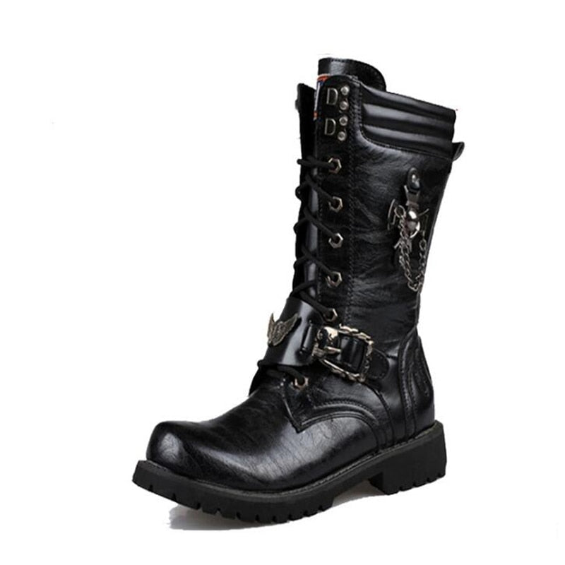 Men's Leather Motorcycle Casual Wear Dress Boots