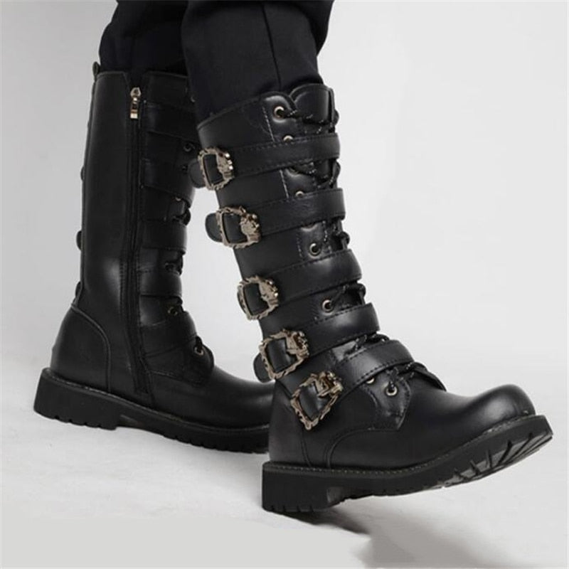 Men's Leather Motorcycle Casual Wear Dress Boots