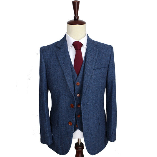 Men's 3 Piece Herringone Retro Style Suit (Jacket, Pants & Vest)