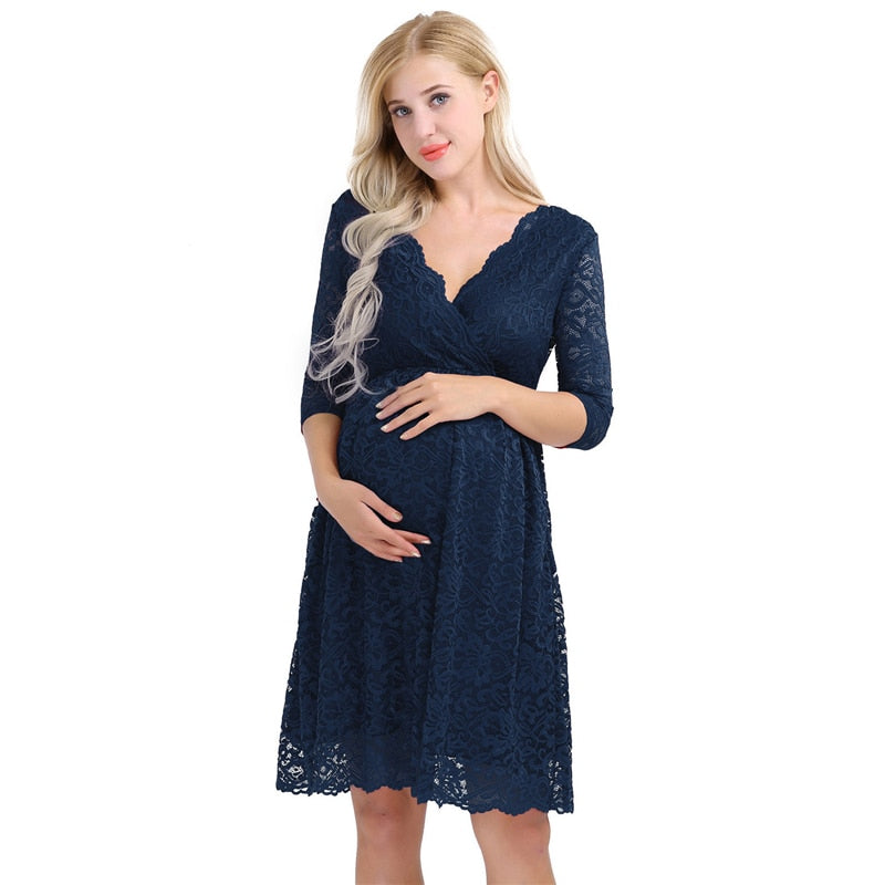 Floral Lace Formal Maternity Dress