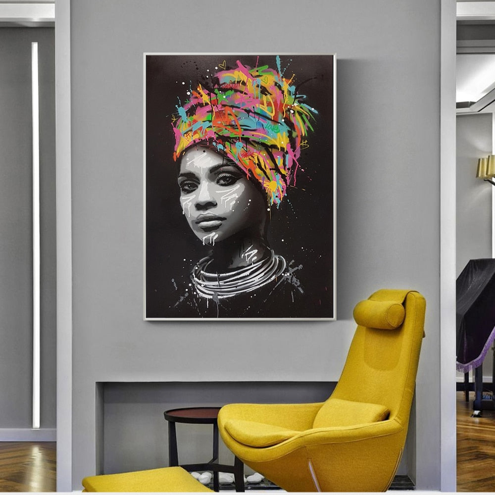 African Woman Modern Pop Art Canvas Painting