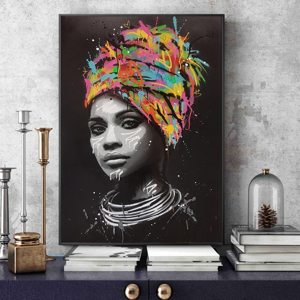 African Woman Modern Pop Art Canvas Painting