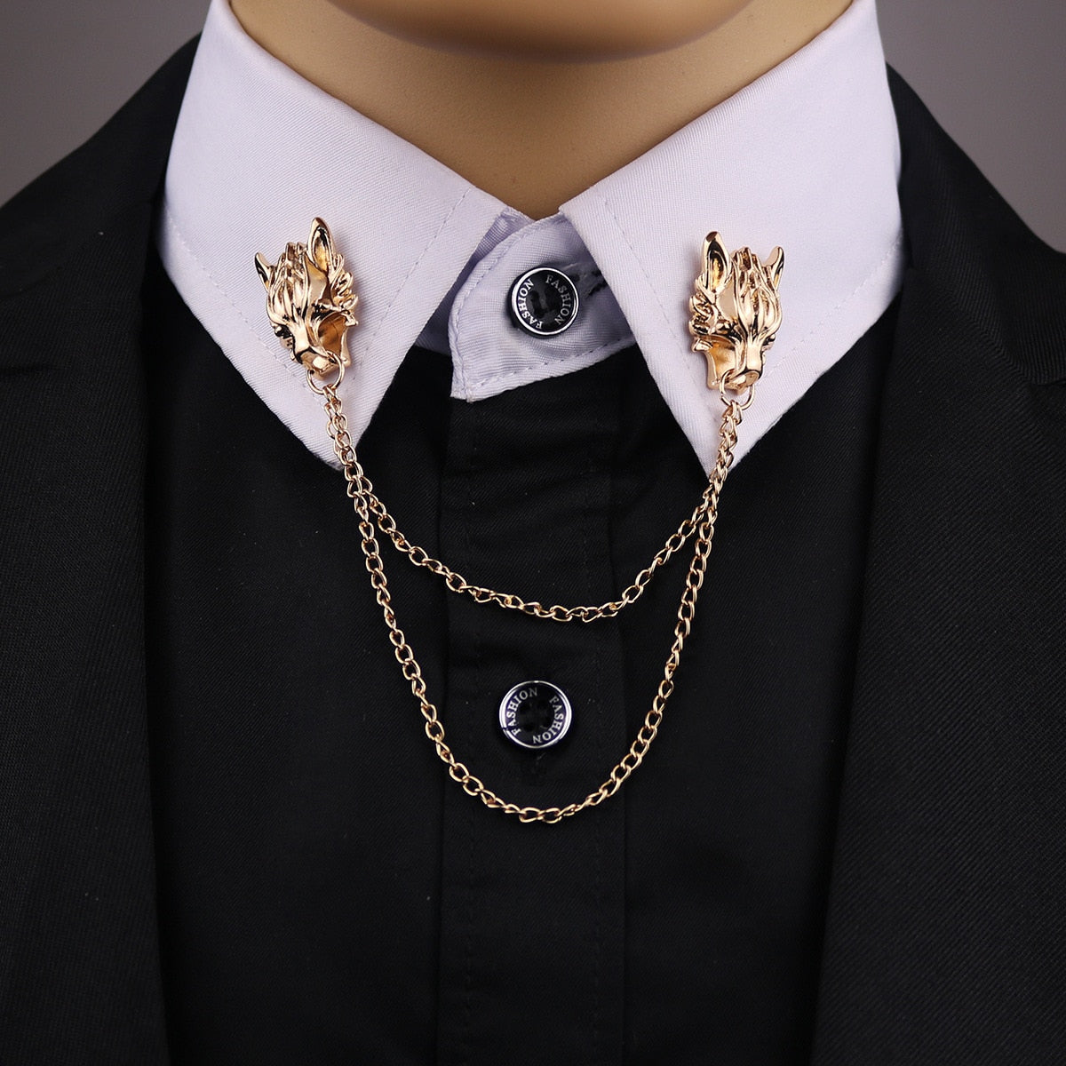 Wolf Shirt Collar Lapel Pin