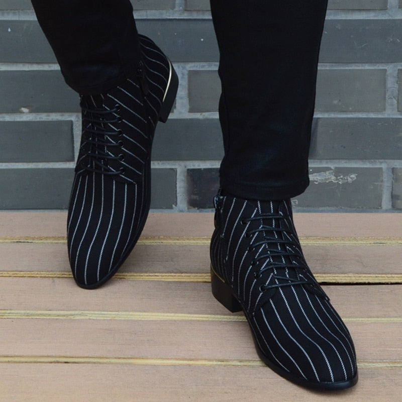 Men's Striped Dress Ankle Shoes