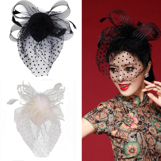 Opulent Veil & Feather Fascinator Hat