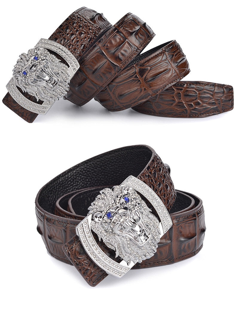 Bejeweled Animal Leather Belt For Men