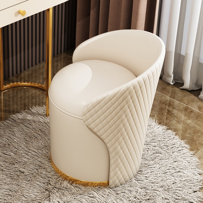 Stylish Home Leather Makeup Stool Ottoman