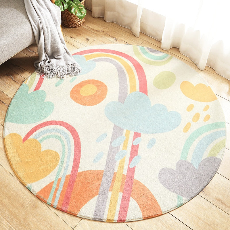 Kids Decor Round Cashmere Non Slip Rugs