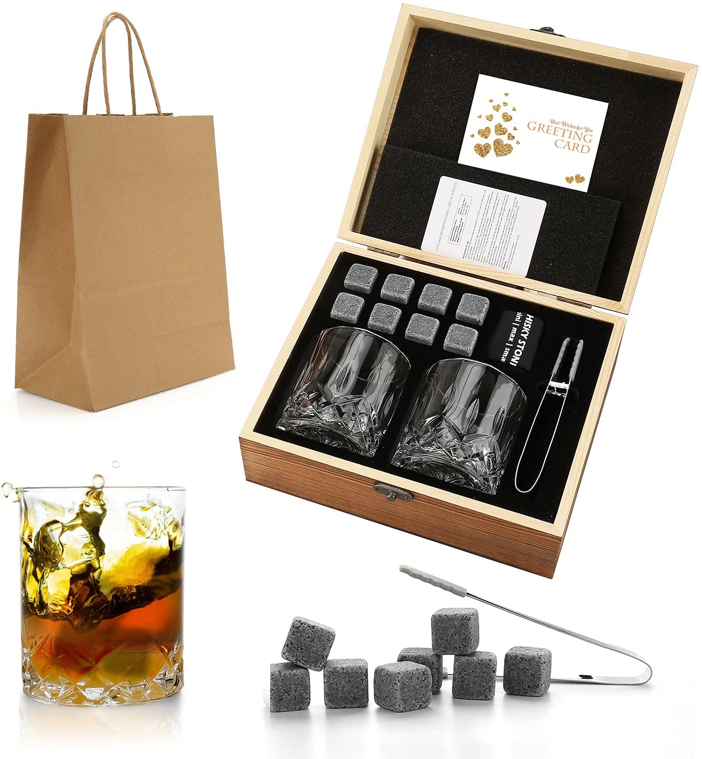 Whisky Bar Stone And Glass Set