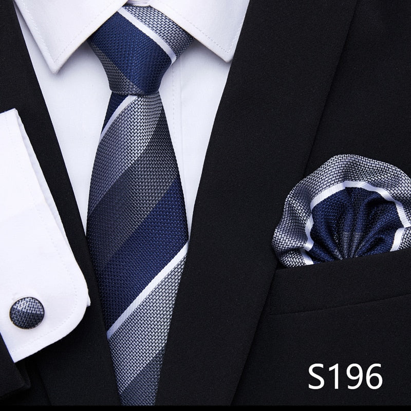 Silk Neck Tie Handkerchief & Cuff Link Set