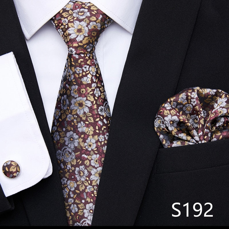 Silk Neck Tie Handkerchief & Cuff Link Set