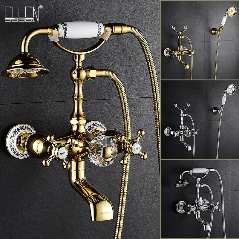 Luxury Antique Crystal Handle Brass Faucet