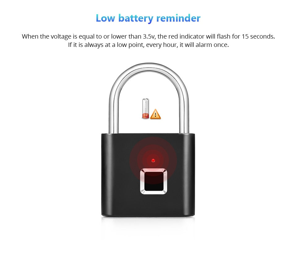 Smart USB Charging Fingerprint Padlock