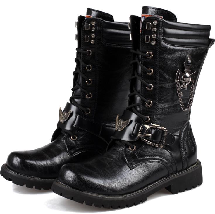 Men's Leather Motorcycle Casual Wear Dress Boots