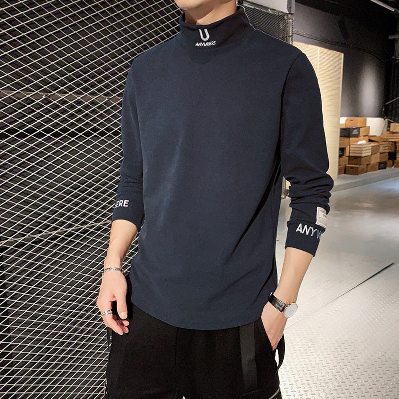 Men's Long Sleeve Turtleneck T Shirt