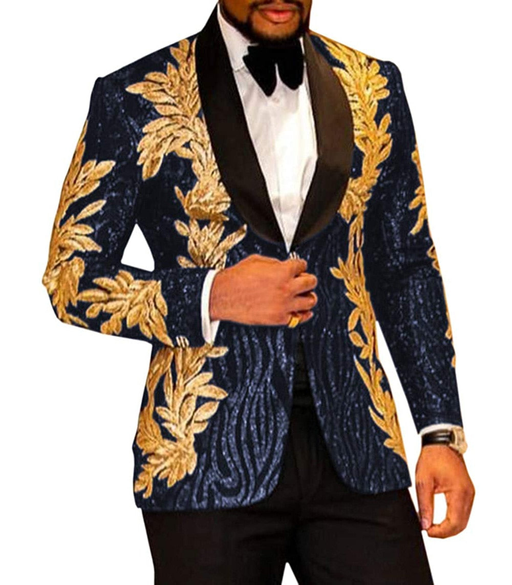 Men's Two Piece Blazer & Pants Sequin Suit