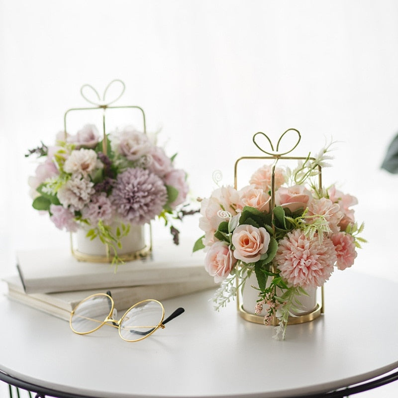 Rose Bouquet Centerpiece Potted Flower