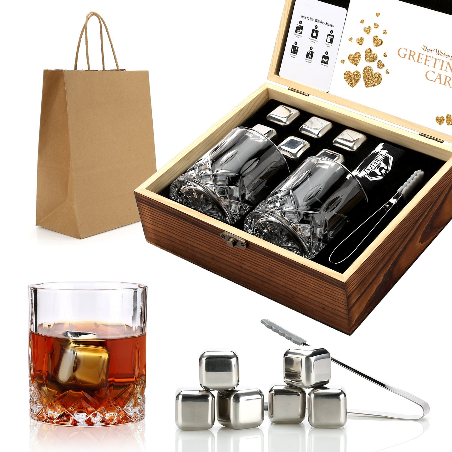 Whisky Bar Stone And Glass Set