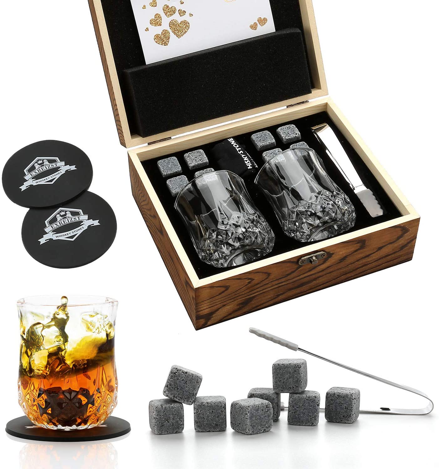 Whisky Bar Stone And Glass Set